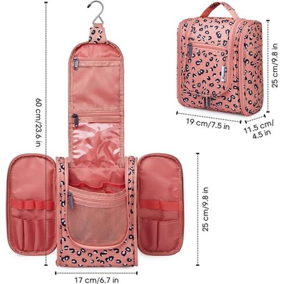 Hanging Travel Toiletry Bag Cosmetic Make up Organizer for Women Pink Cute - Picture 5 of 7